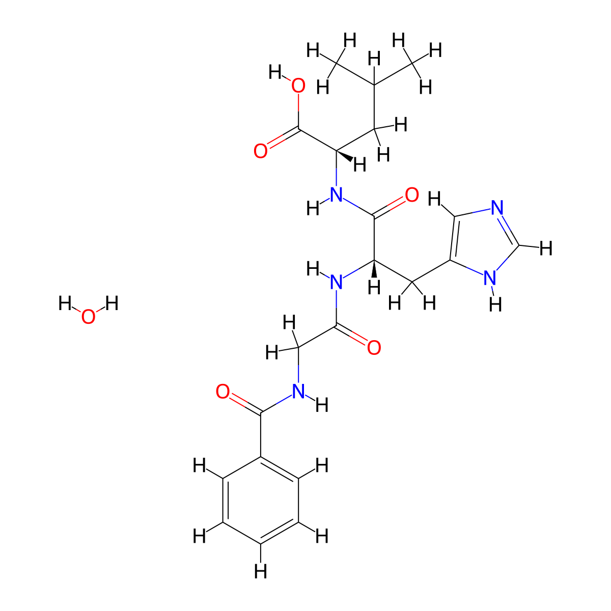 N-Benzoylglycyl-L-histidyl-L-leucine--water (1/1) molecular structure, CAS 207386-83-2