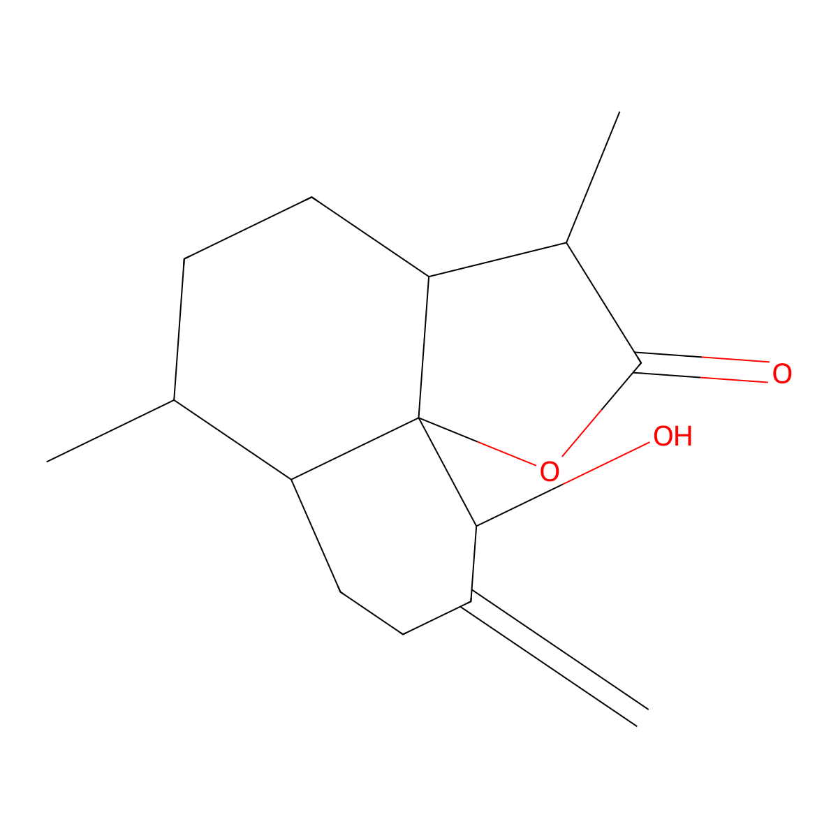 10-hydroxy-3,6-dimethyl-9-methylidene-decahydro-2H-naphtho[4a,4-b]furan-2-one molecular structure, CAS 207446-89-7