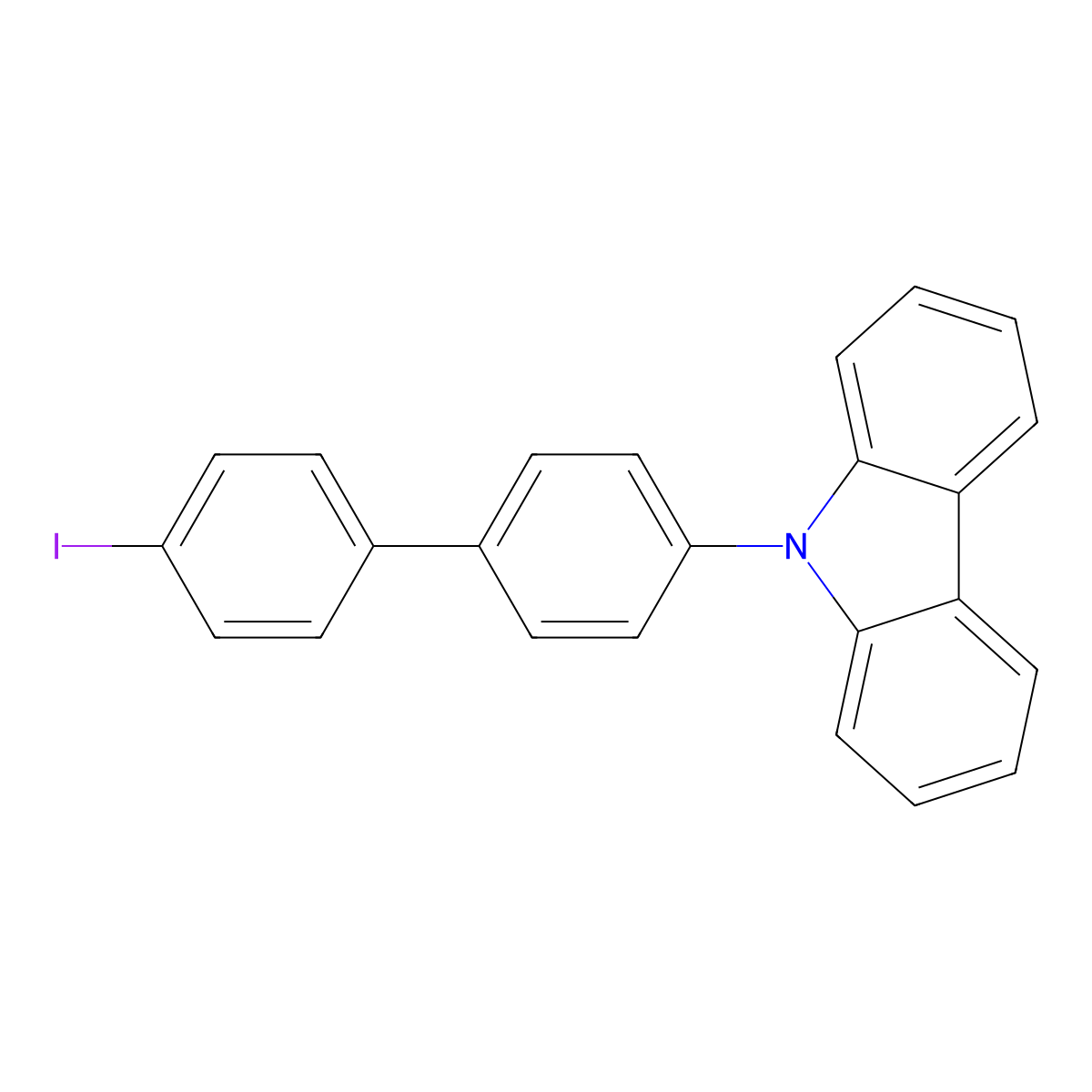 9-(4'-Iodo-[1,1'-biphenyl]-4-yl)-9H-carbazole molecular structure, CAS 207447-27-6