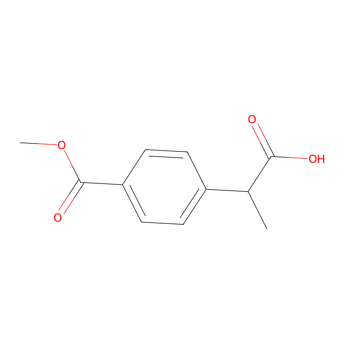 2-[4-(Methoxycarbonyl)phenyl]propanoic acid molecular structure, CAS 207455-46-7