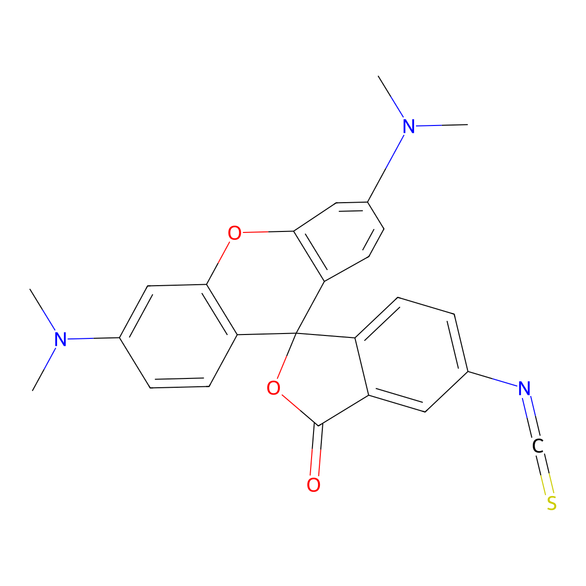 Spiro[isobenzofuran-1(3H),9'-[9H]xanthen]-3-one, 3',6'-bis(dimethylamino)-5-isothiocyanato- molecular structure, CAS 20746-54-7