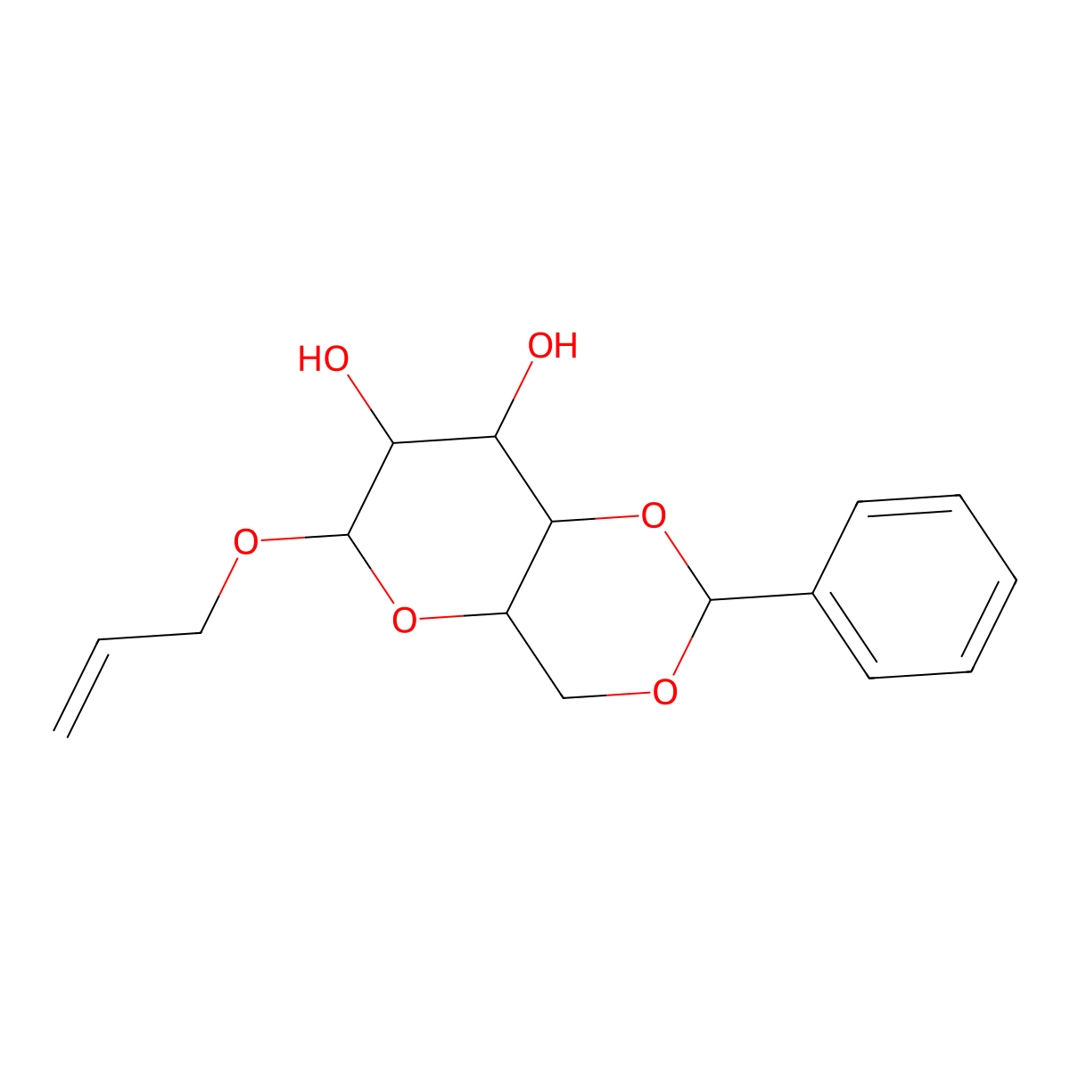 Prop-2-en-1-yl 4,6-O-benzylidenehexopyranoside molecular structure, CAS 20746-64-9