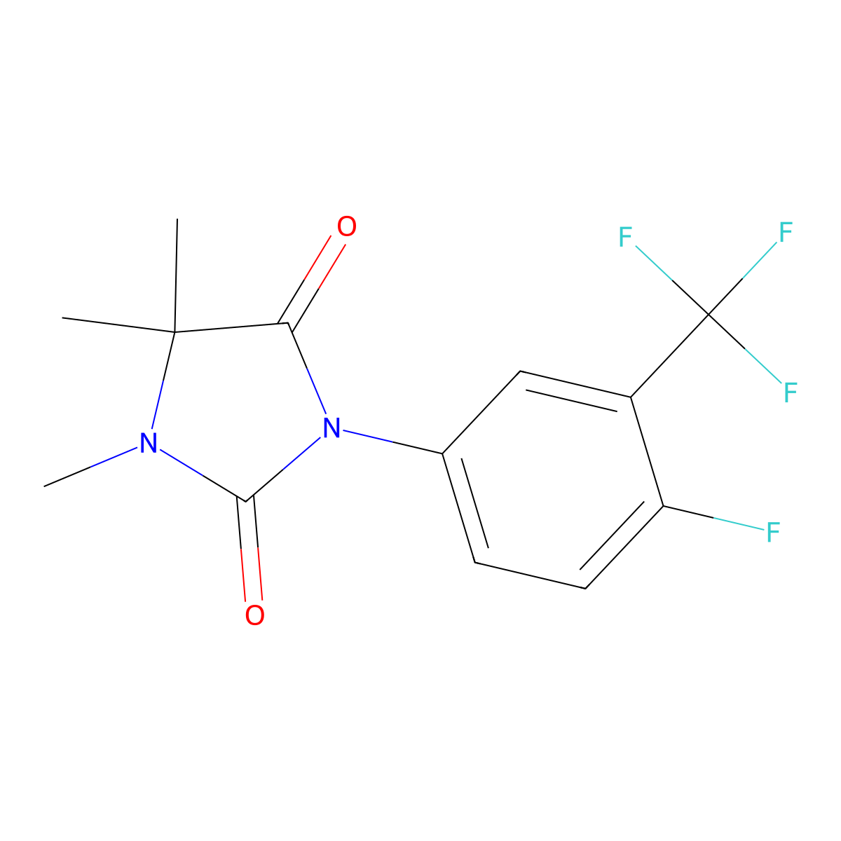 3-(4-Fluoro-3-(trifluoromethyl)phenyl)-1,5,5-trimethylimidazolidine-2,4-dione molecular structure, CAS 2074614-53-0