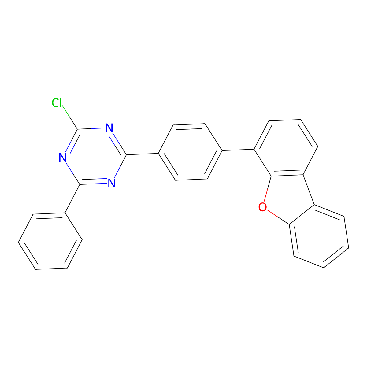 2-Chloro-4-(4-(dibenzo[b,d]furan-4-yl)phenyl)-6-phenyl-1,3,5-triazine molecular structure, CAS 2074632-09-8