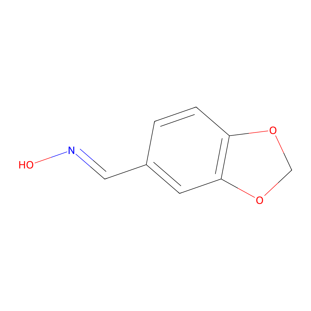 1,3-Benzodioxole-5-carboxaldehyde, oxime molecular structure, CAS 20747-41-5