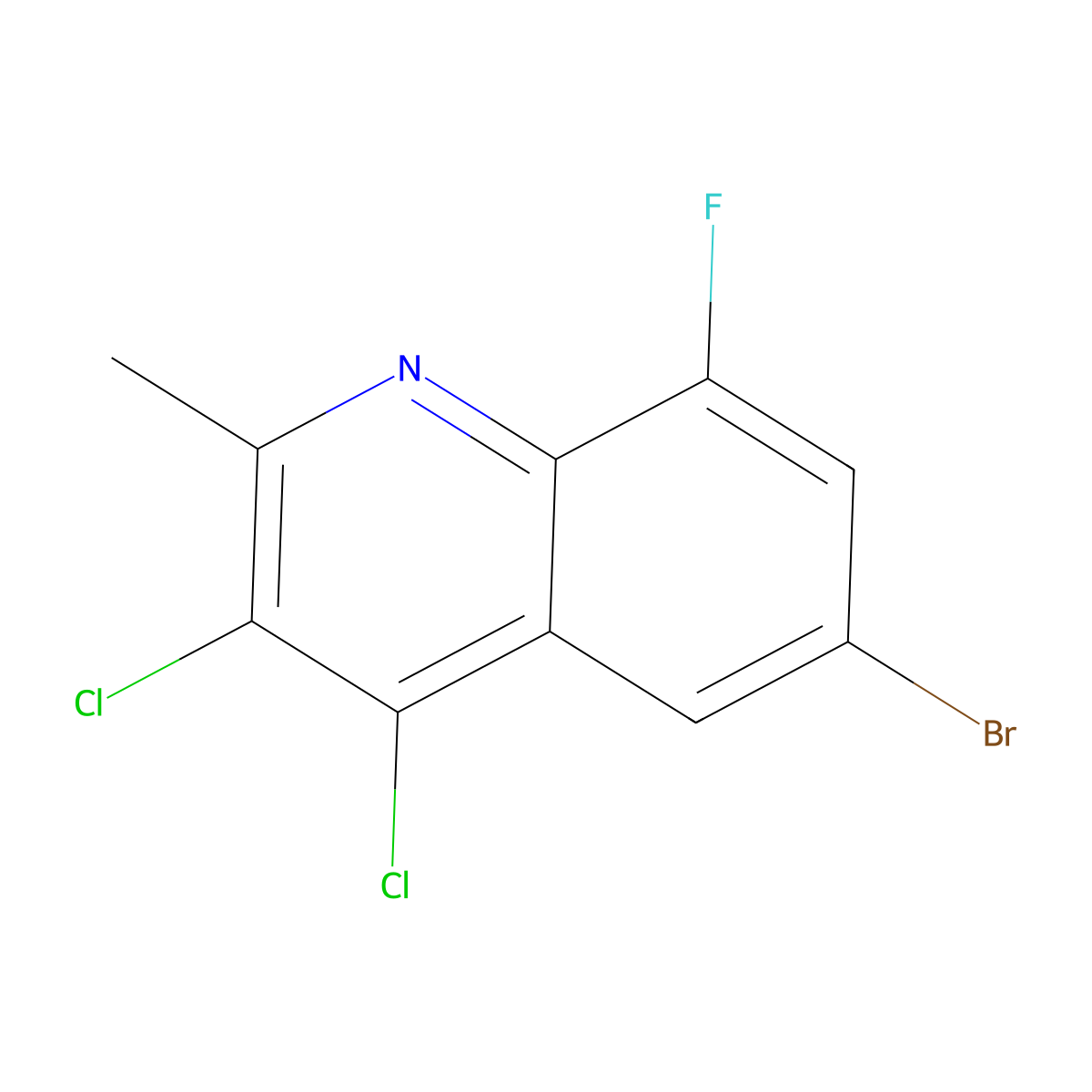 6-Bromo-3,4-dichloro-8-fluoro-2-methylquinoline molecular structure, CAS 2074702-81-9