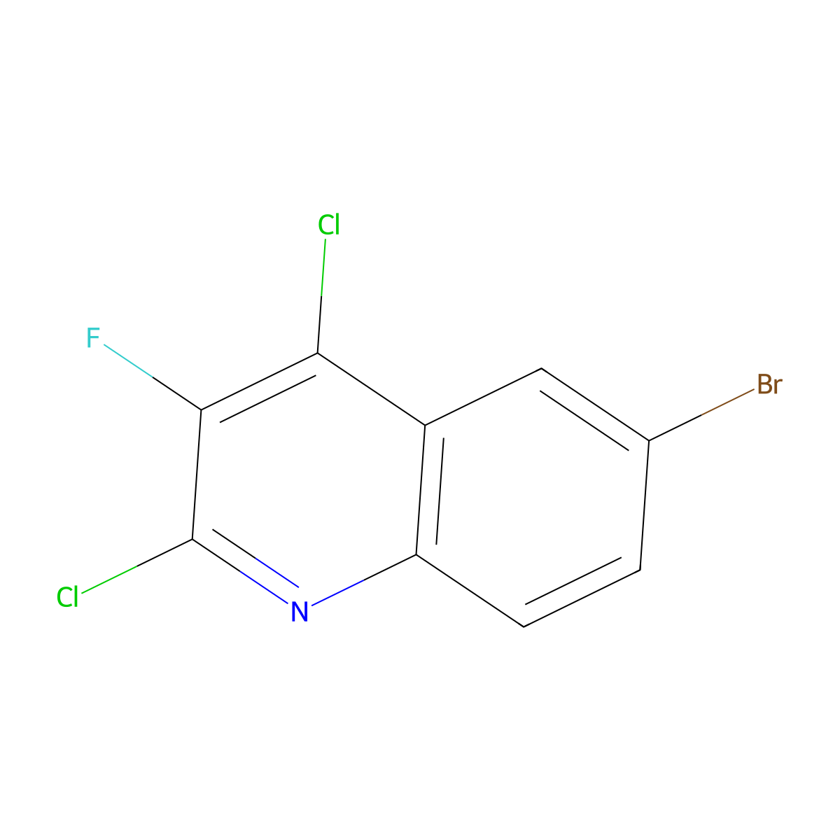 6-Bromo-2,4-dichloro-3-fluoroquinoline molecular structure, CAS 2074702-97-7