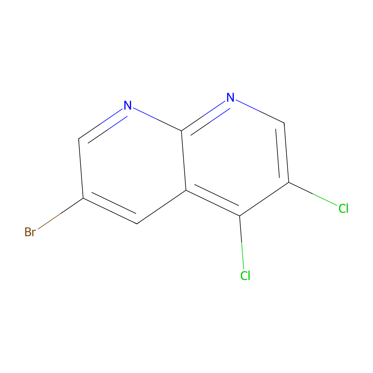 6-Bromo-3,4-dichloro-1,8-naphthyridine molecular structure, CAS 2074703-23-2