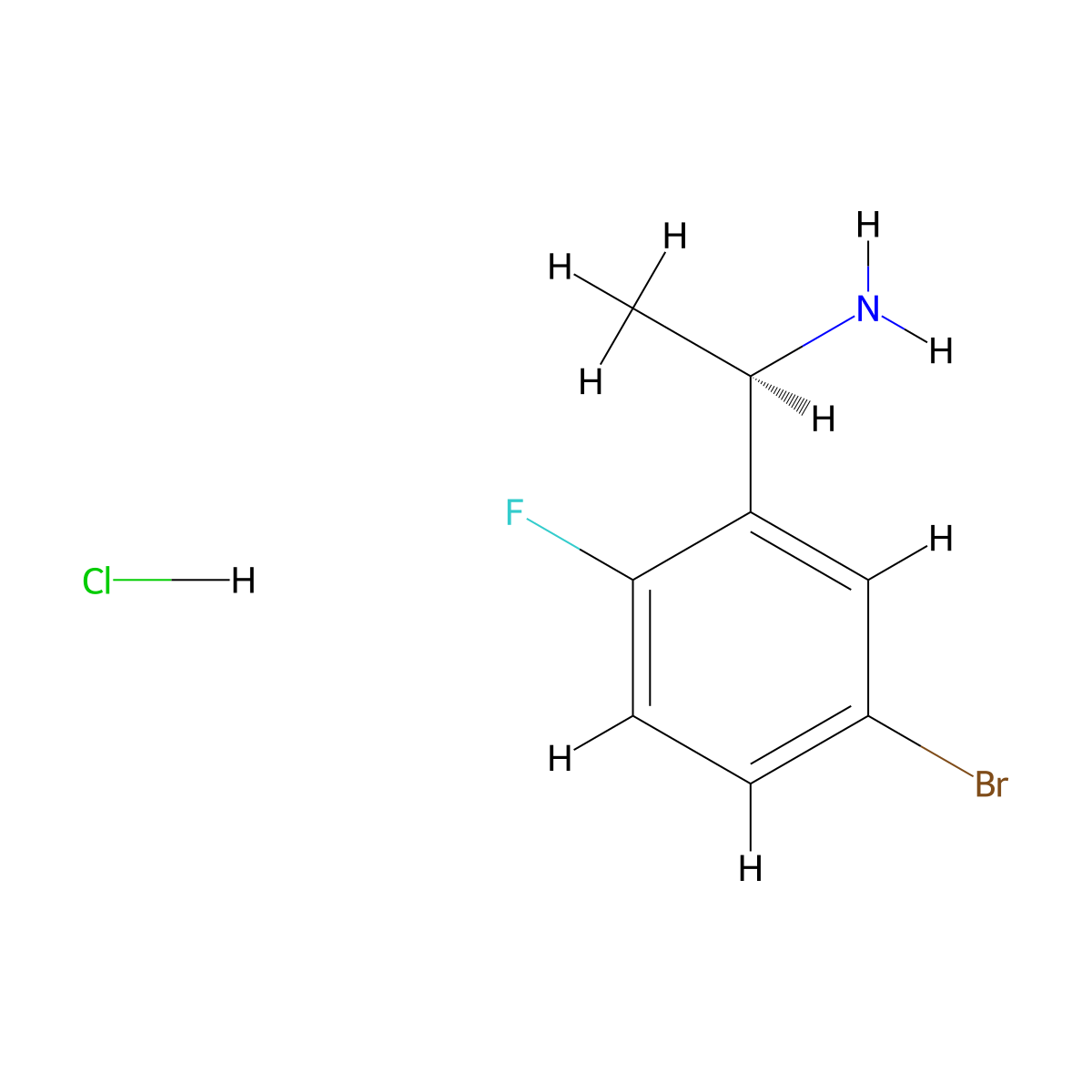 (R)-1-(5-Bromo-2-fluorophenyl)ethanamine hydrochloride molecular structure, CAS 2074703-39-0