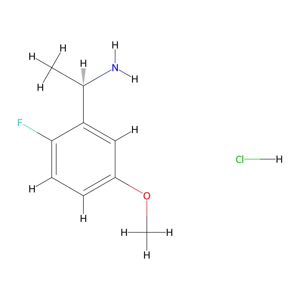 (R)-1-(2-fluoro-5-methoxyphenyl)ethan-1-amine hydrochloride molecular structure, CAS 2074703-59-4