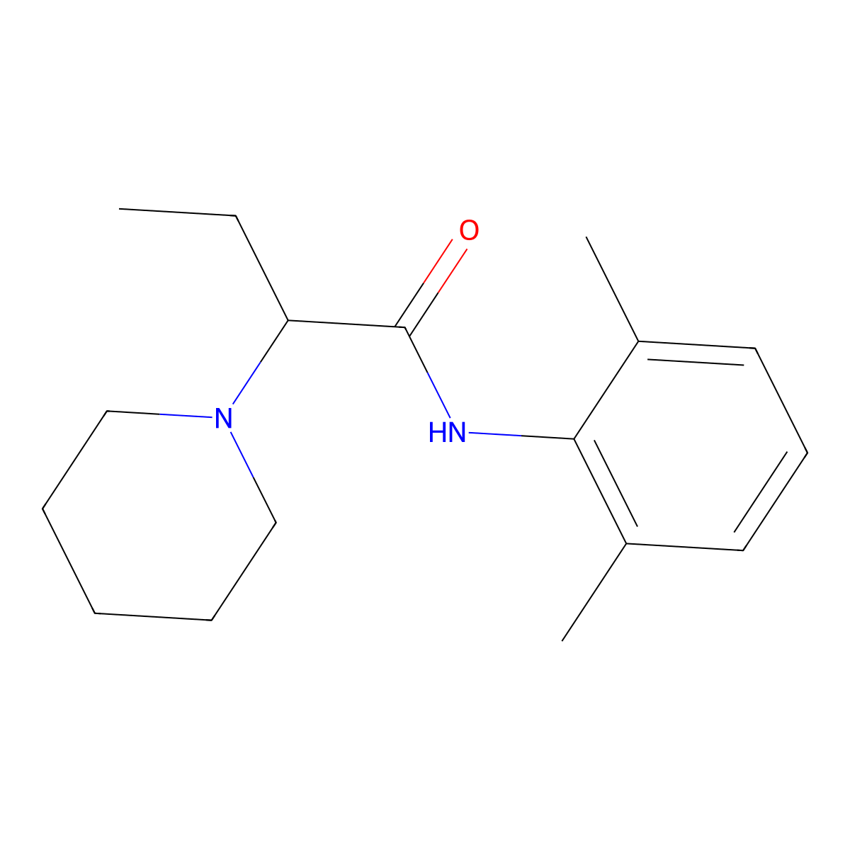 N-(2,6-dimethylphenyl)-2-(piperidin-1-yl)butanamide molecular structure, CAS 2074714-44-4