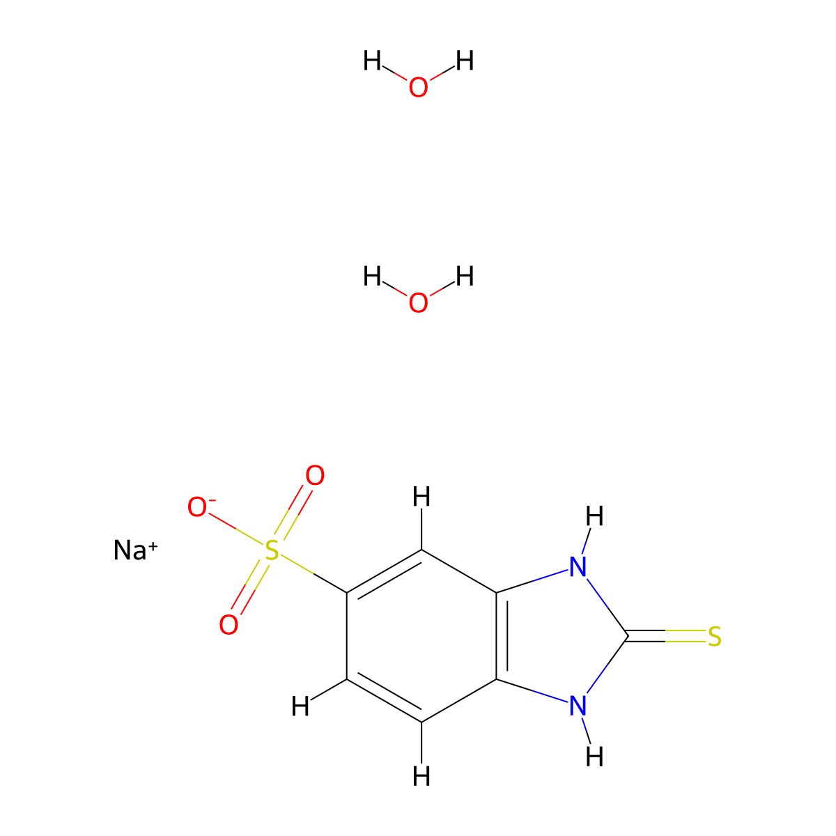 1H-Benzimidazole-5-sulfonic acid, 2,3-dihydro-2-thioxo-, sodium salt, hydrate (1:1:2) molecular structure, CAS 207511-11-3