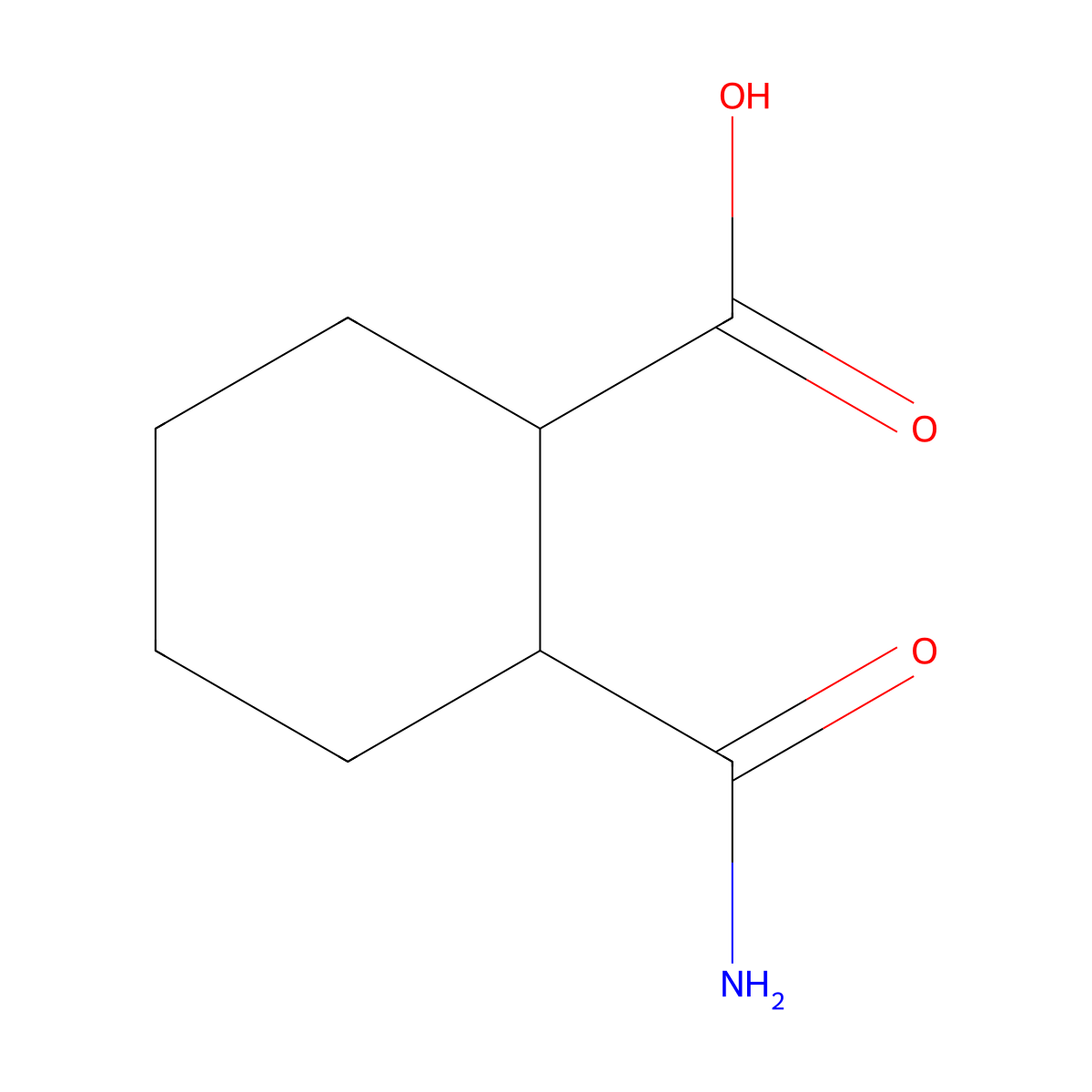 rac-(1R,2S)-2-carbamoylcyclohexane-1-carboxylic acid molecular structure, CAS 207518-98-7