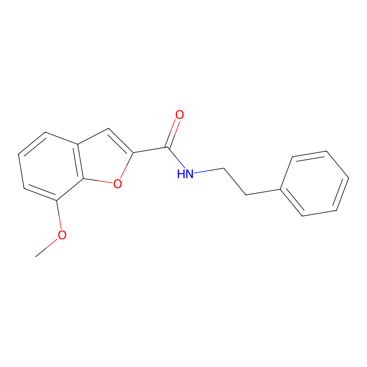 7-methoxy-N-(2-phenylethyl)-1-benzofuran-2-carboxamide molecular structure, CAS 207561-45-3