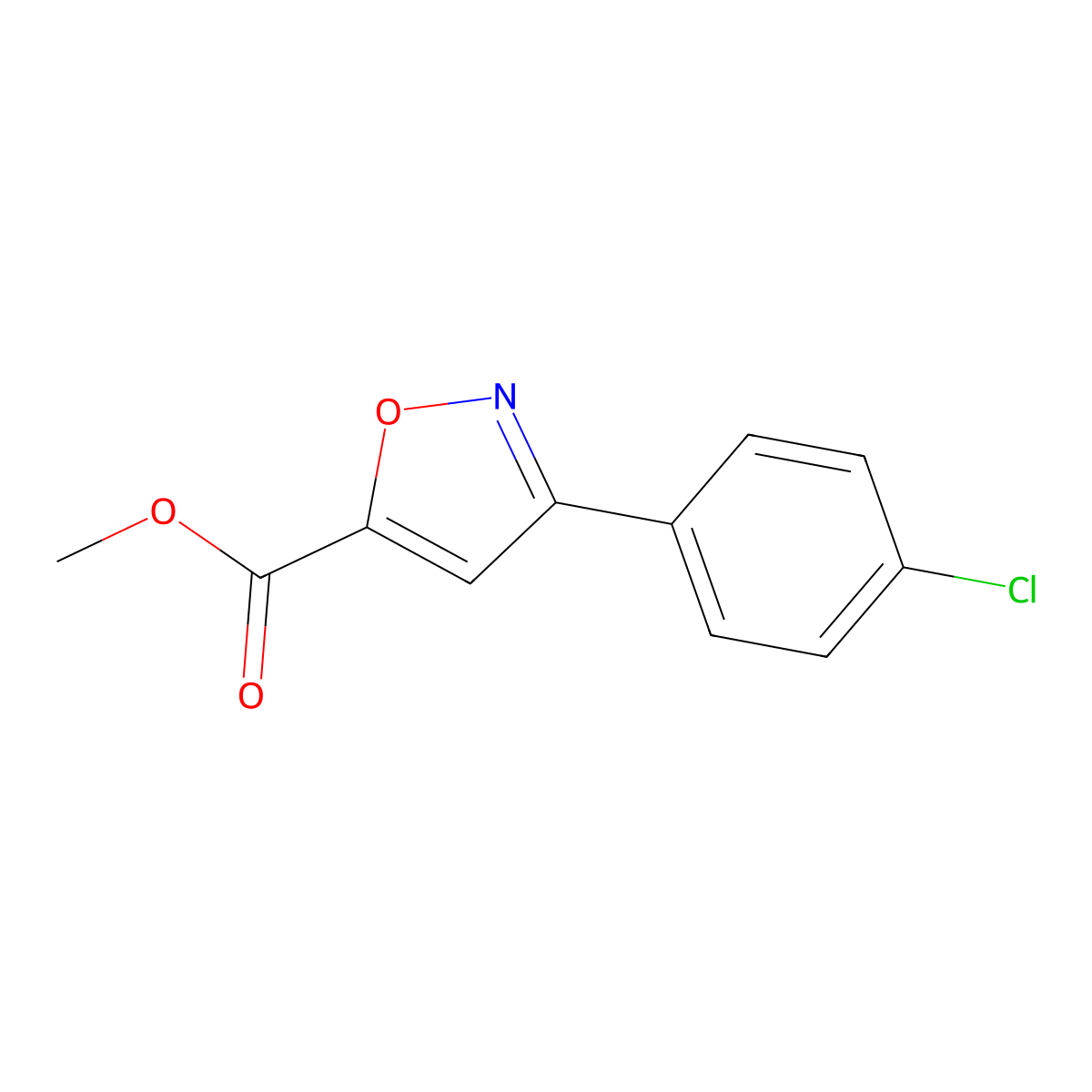 Methyl 3-(4-chlorophenyl)-1,2-oxazole-5-carboxylate molecular structure, CAS 207564-82-7