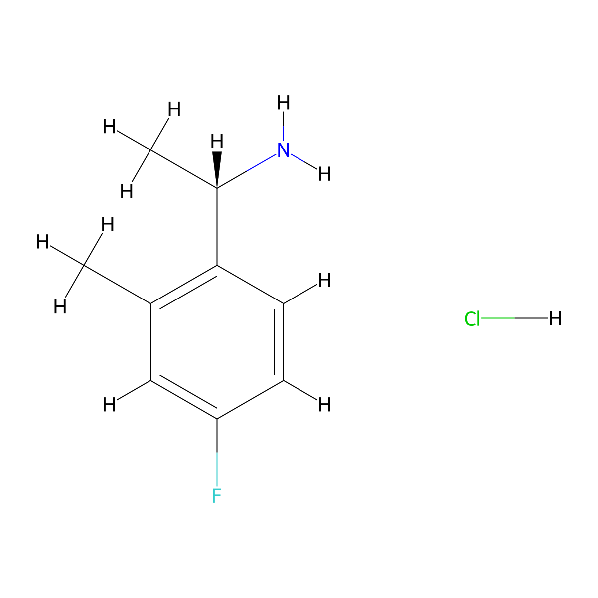 (S)-1-(4-fluoro-2-methylphenyl)ethanamine hydrochloride molecular structure, CAS 2075820-33-4