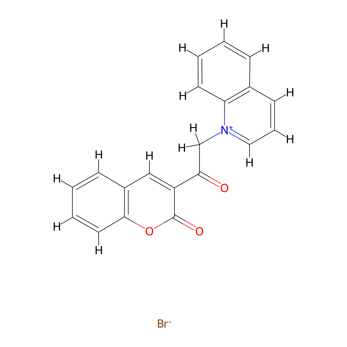 Quinolinium, 1-[2-oxo-2-(2-oxo-2H-1-benzopyran-3-yl)ethyl]-, bromide molecular structure, CAS 207598-46-7