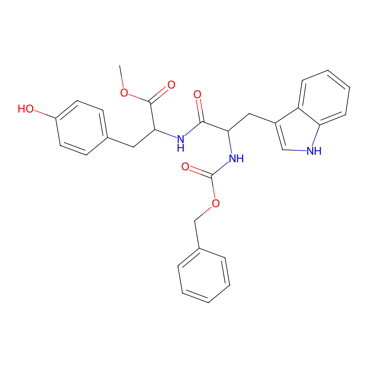 Carbobenzyloxytryptophyltyrosine methyl ester molecular structure, CAS 20762-35-0