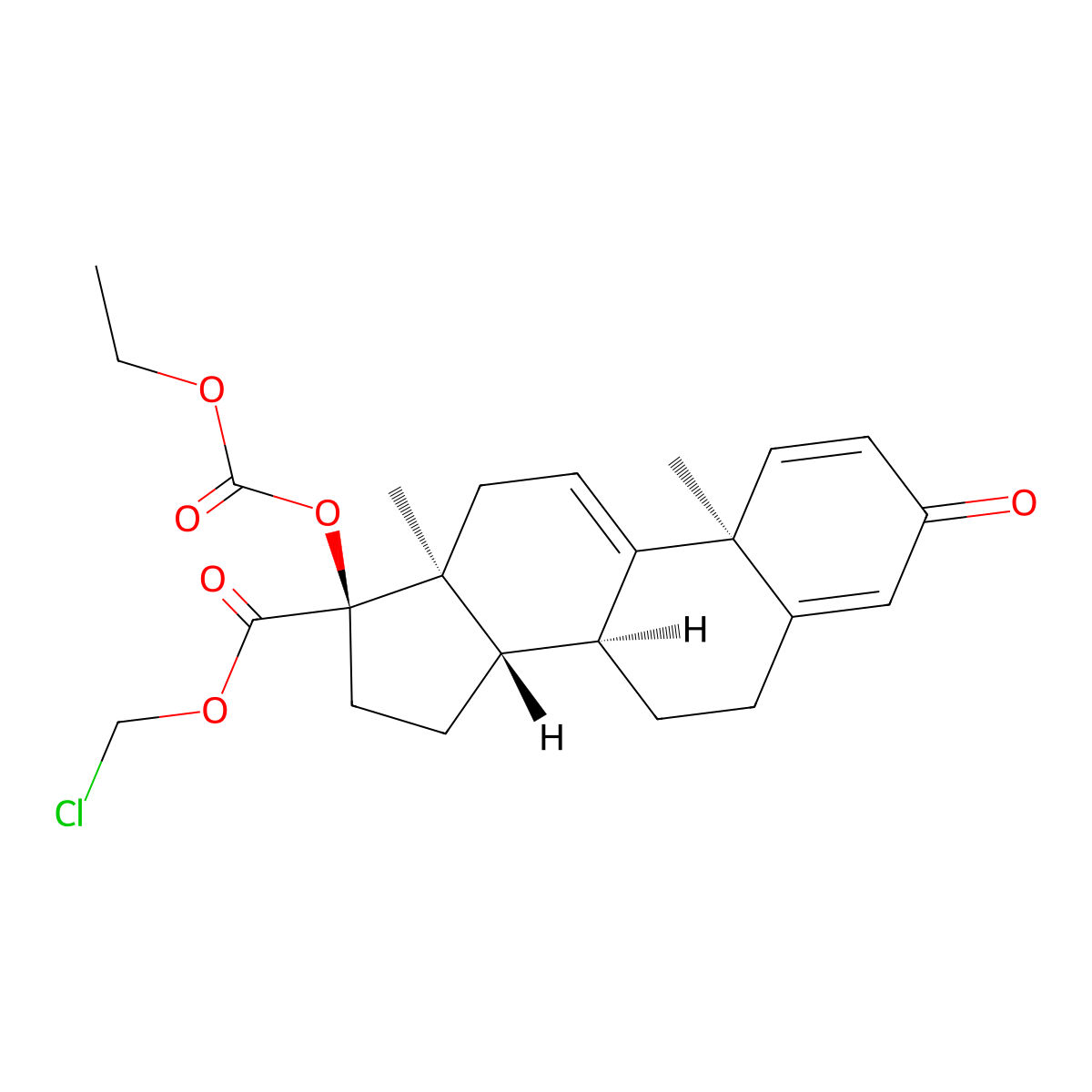 Chloromethyl (17alpha)-17-[(ethoxycarbonyl)oxy]-3-oxoandrosta-1,4,9(11)-triene-17-carboxylate molecular structure, CAS 207670-55-1
