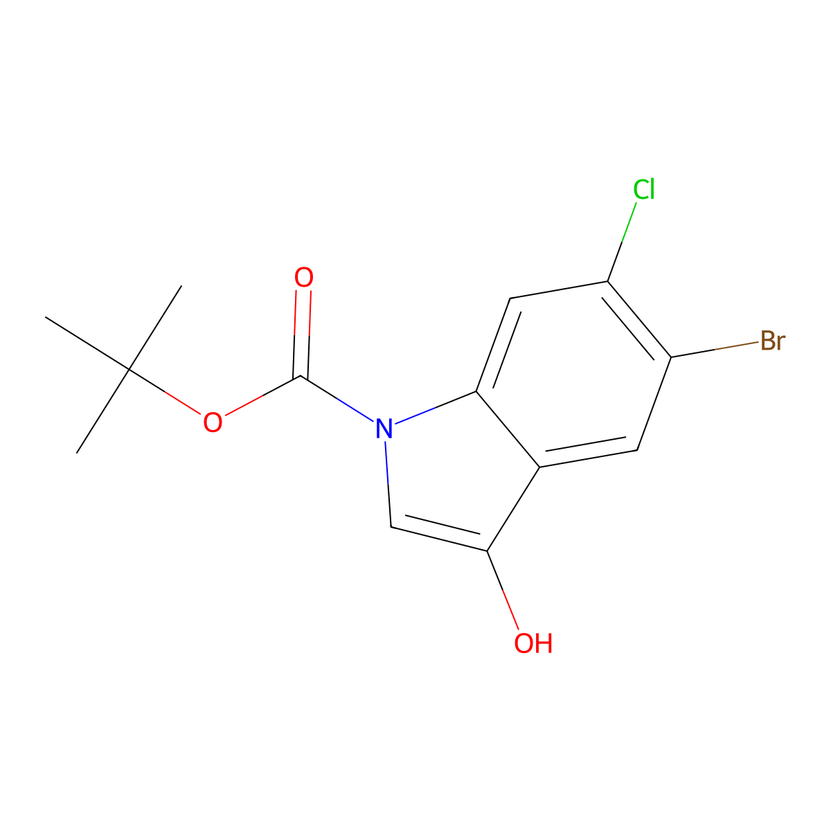 1-Boc-5-bromo-6-chloro-1H-indol-3-ol molecular structure, CAS 207674-91-7