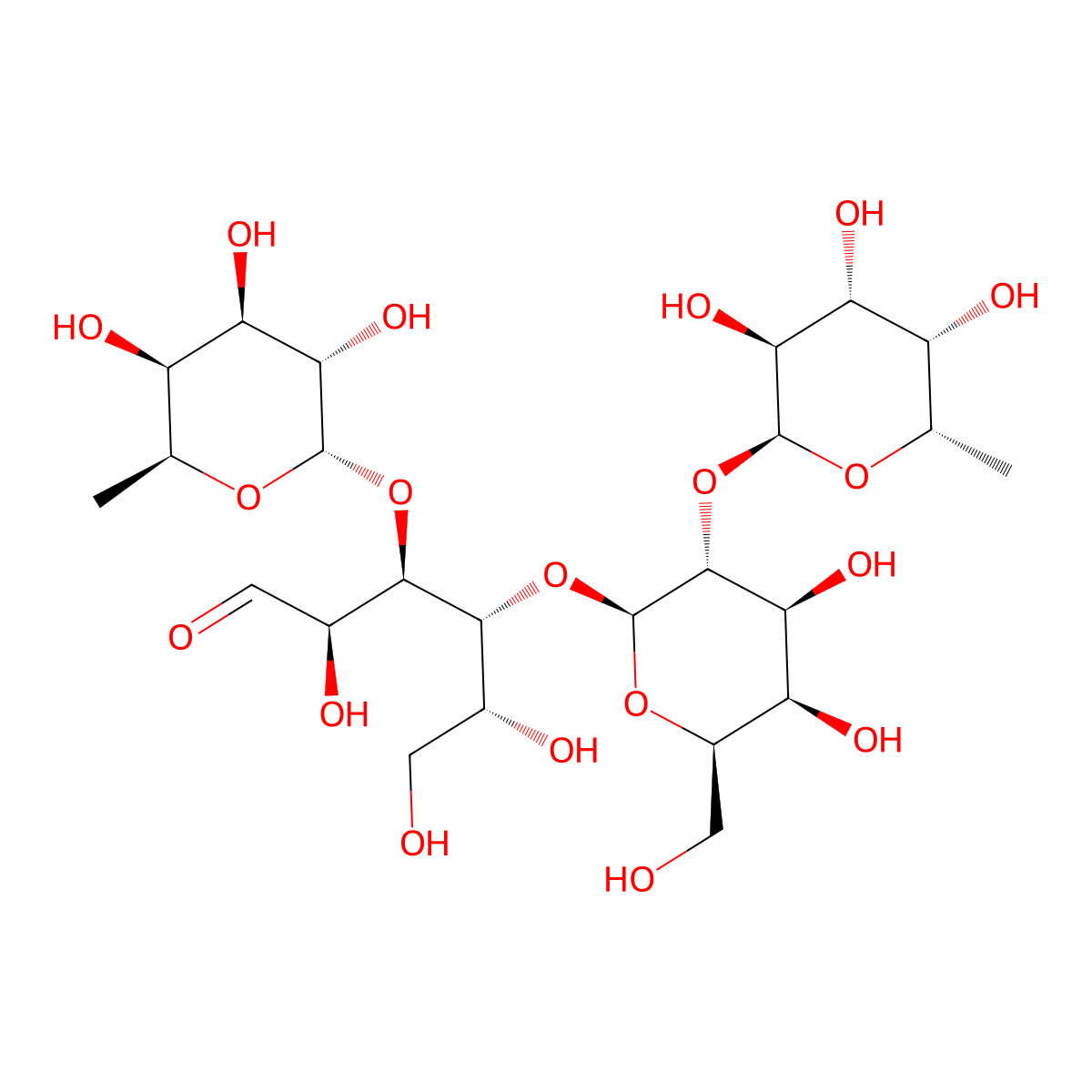 Lactodifucotetraose molecular structure, CAS 20768-11-0