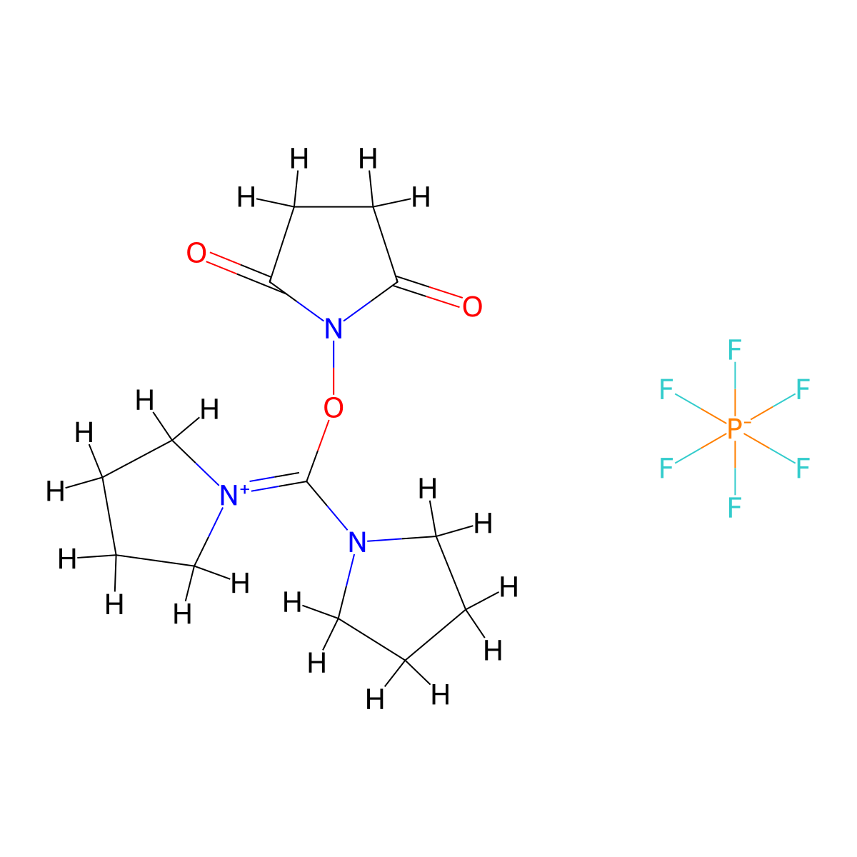 N,N,N',N'-Bis(tetramethylene)-O-(N-succinimidyl)uronium Hexafluorophosphate molecular structure, CAS 207683-26-9