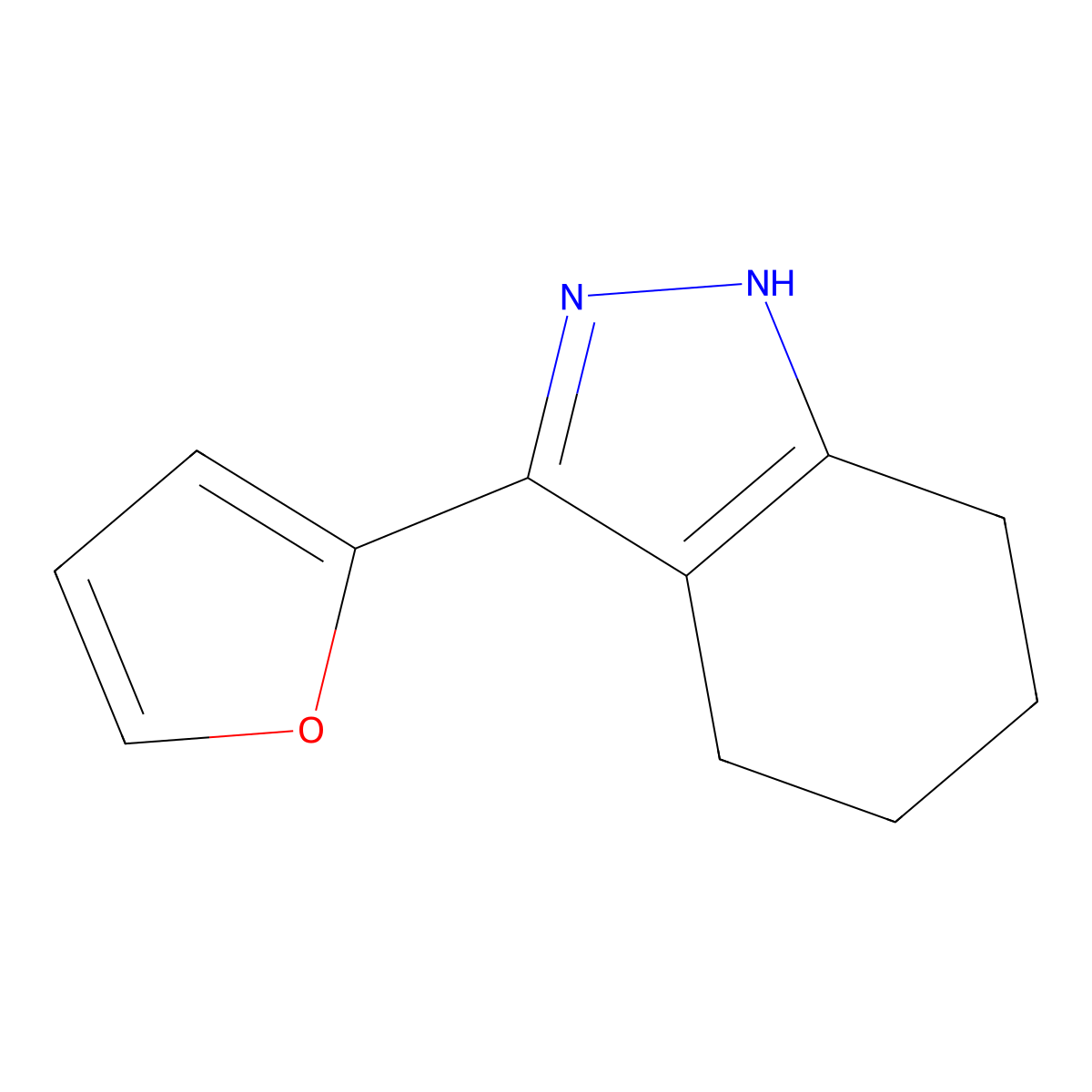 3-(furan-2-yl)-4,5,6,7-tetrahydro-1H-indazole molecular structure, CAS 207687-03-4
