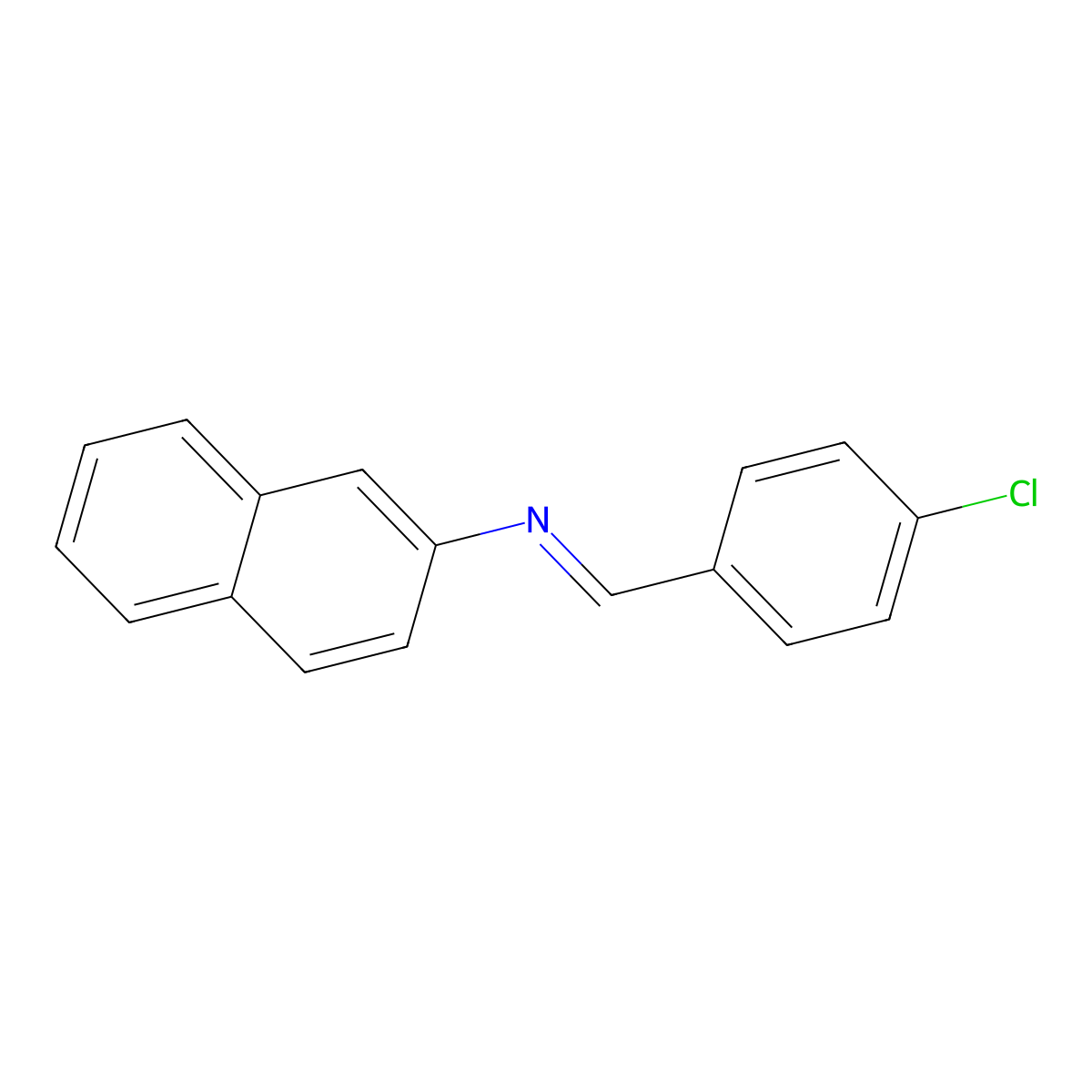 N-[(E)-(4-chlorophenyl)methylidene]naphthalen-2-amine molecular structure, CAS 2077165-49-0