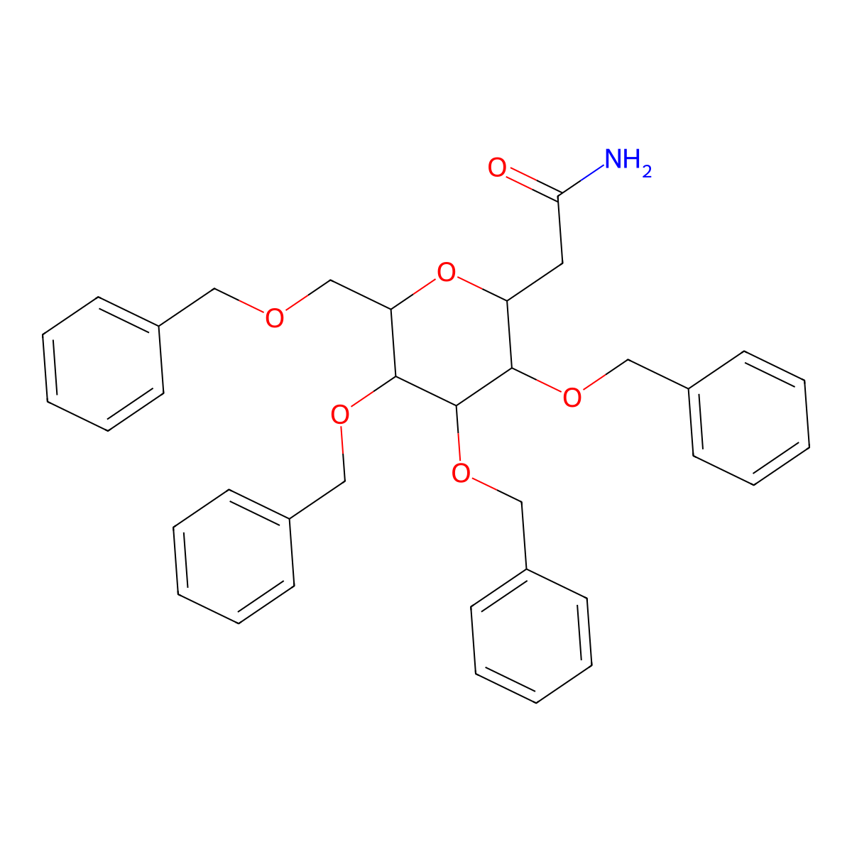 2-((2R,3R,4R,5R,6R)-3,4,5-tris(benzyloxy)-6-((benzyloxy)methyl)tetrahydro-2H-pyran-2-yl)acetamide molecular structure, CAS 2077170-13-7