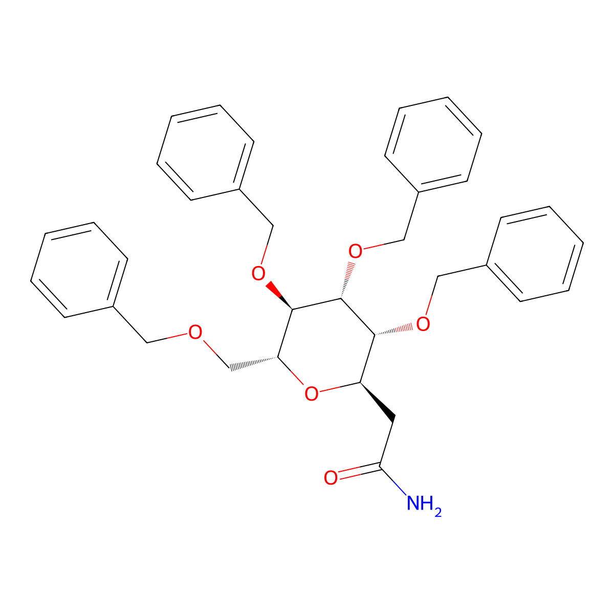 2-((2R,3R,4R,5R,6R)-3,4,5-tris(benzyloxy)-6-((benzyloxy)methyl)tetrahydro-2H-pyran-2-yl)acetamide molecular structure, CAS 2077170-13-7