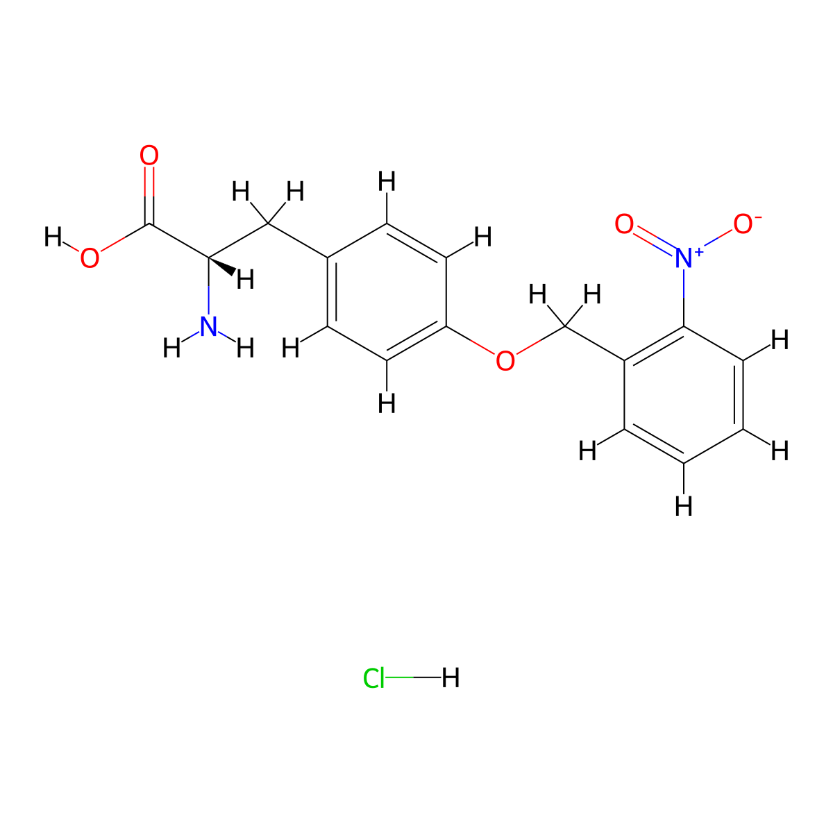 (S)-2-Amino-3-(4-((2-nitrobenzyl)oxy)phenyl)propanoic acid hydrochloride molecular structure, CAS 207727-86-4