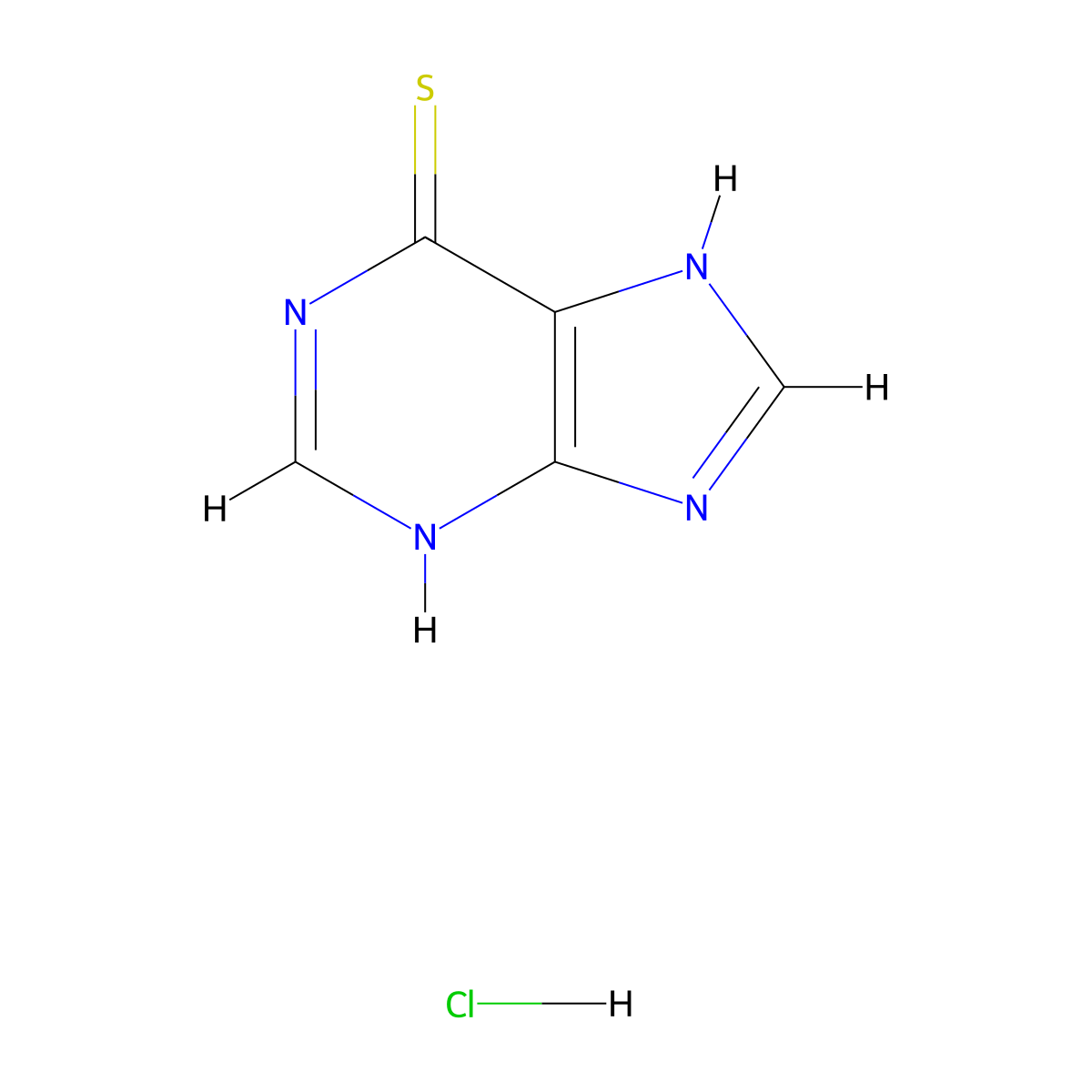 6-Mercaptopurine hydrochloride molecular structure, CAS 207729-57-5