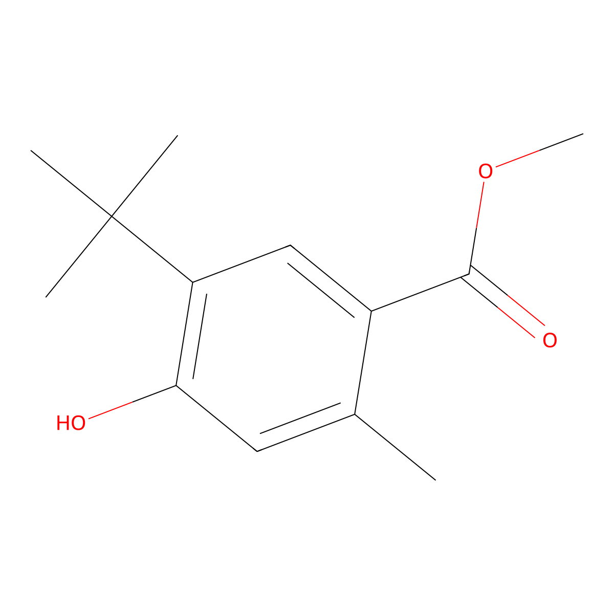 Methyl 5-(tert-butyl)-4-hydroxy-2-methylbenzoate molecular structure, CAS 207737-02-8