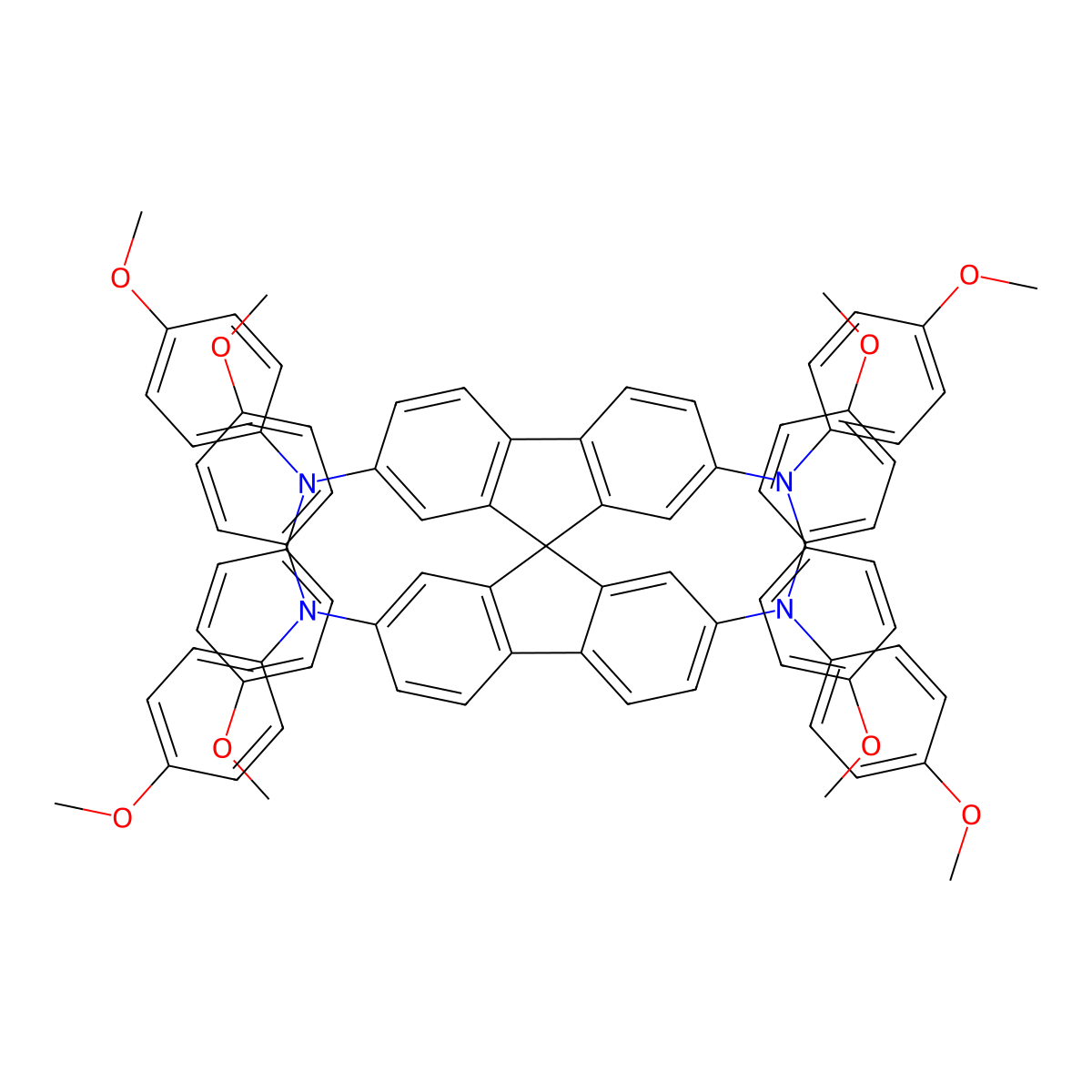 N~2~,N~2~,N~2'~,N~2'~,N~7~,N~7~,N~7'~,N~7'~-Octakis(4-methoxyphenyl)-9,9'-spirobi(fluorene)-2,2',7,7'-tetramine molecular structure, CAS 207739-72-8