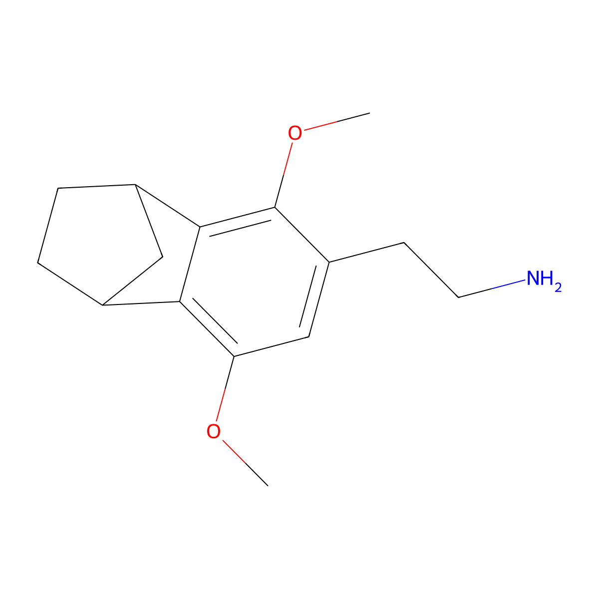 2-{3,6-Dimethoxytricyclo[6.2.1.0,2,7]undeca-2(7),3,5-trien-4-yl}ethan-1-amine molecular structure, CAS 207740-20-3