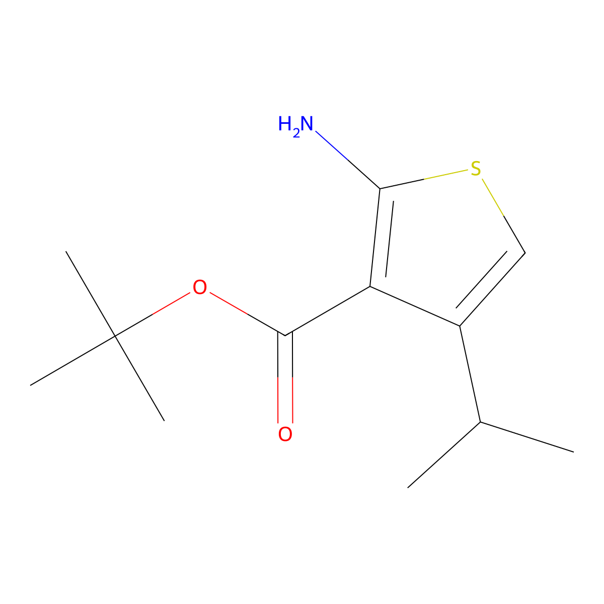 Tert-butyl 2-amino-4-(propan-2-yl)thiophene-3-carboxylate molecular structure, CAS 207743-70-2