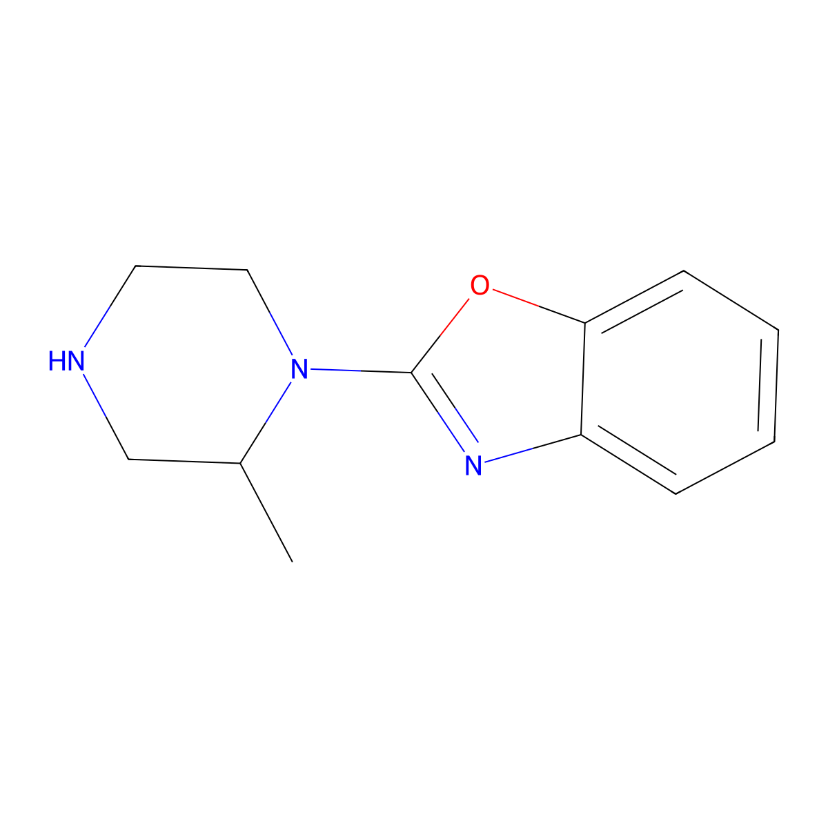 2-(2-Methylpiperazin-1-yl)-1,3-benzoxazole molecular structure, CAS 207746-95-0