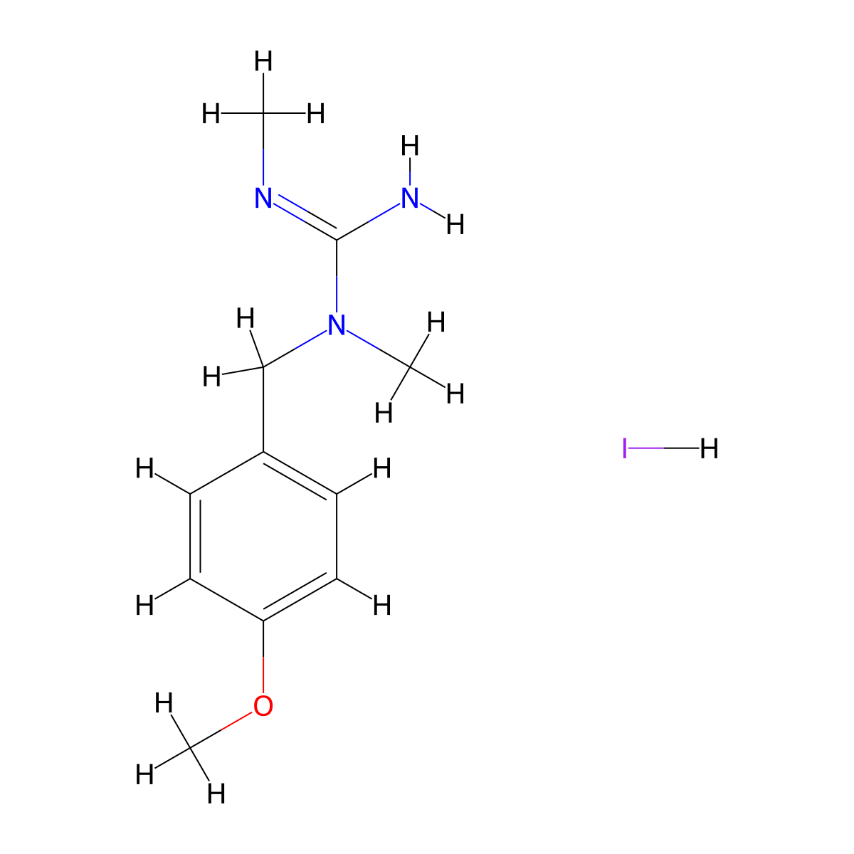 N'-[(4-methoxyphenyl)methyl]-N,N'-dimethylguanidinehydroiodide molecular structure, CAS 2077504-37-9