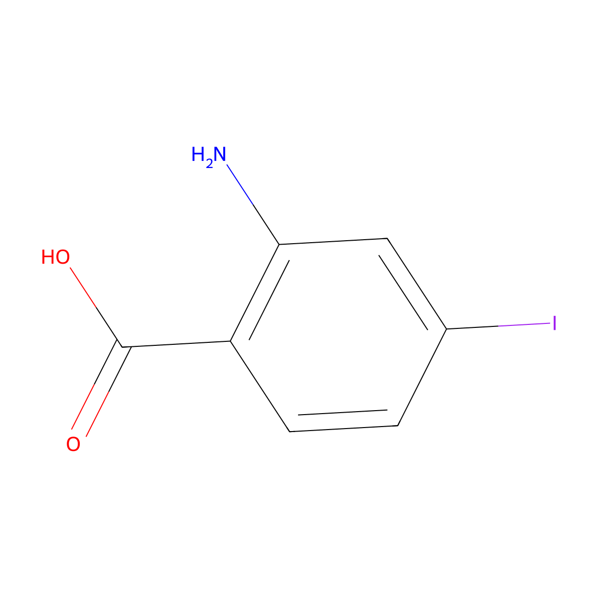 2-Amino-4-iodo-benzoic acid molecular structure, CAS 20776-54-9