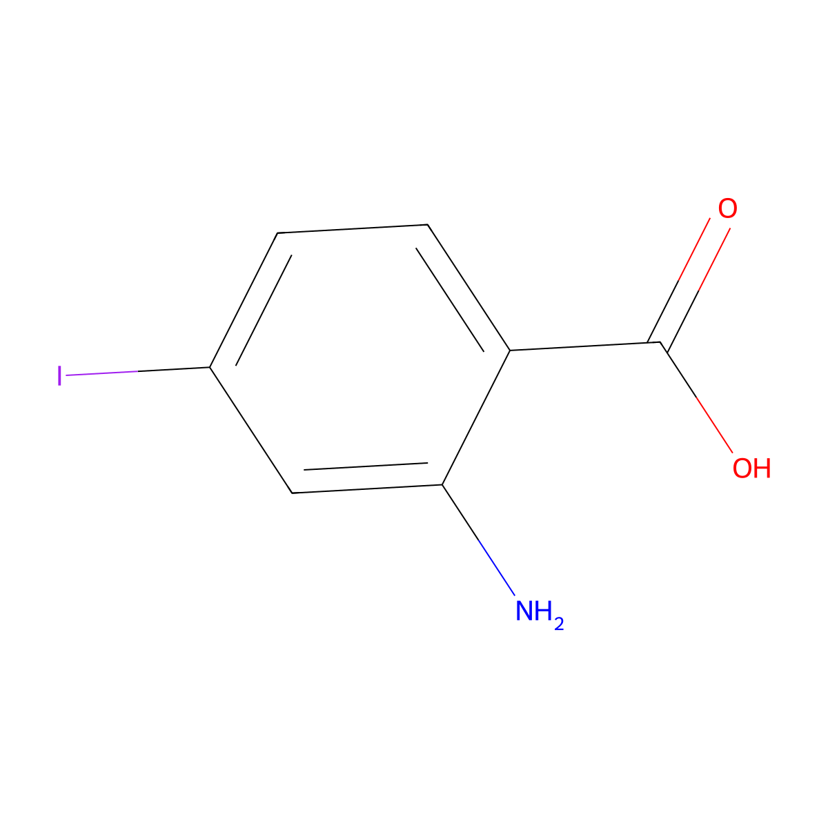 2-Amino-4-iodo-benzoic acid molecular structure, CAS 20776-54-9