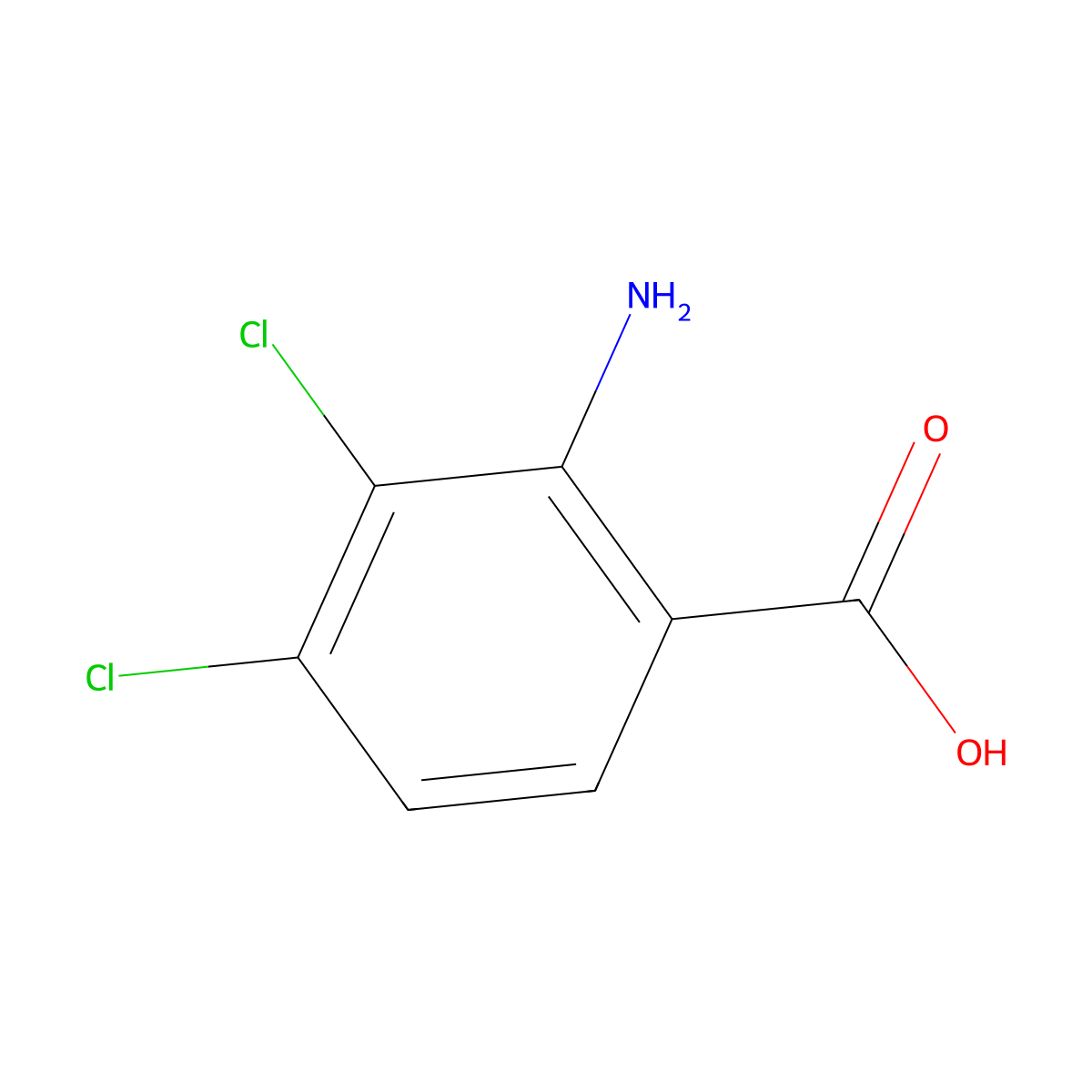 2-Amino-3,4-dichlorobenzoic acid molecular structure, CAS 20776-62-9