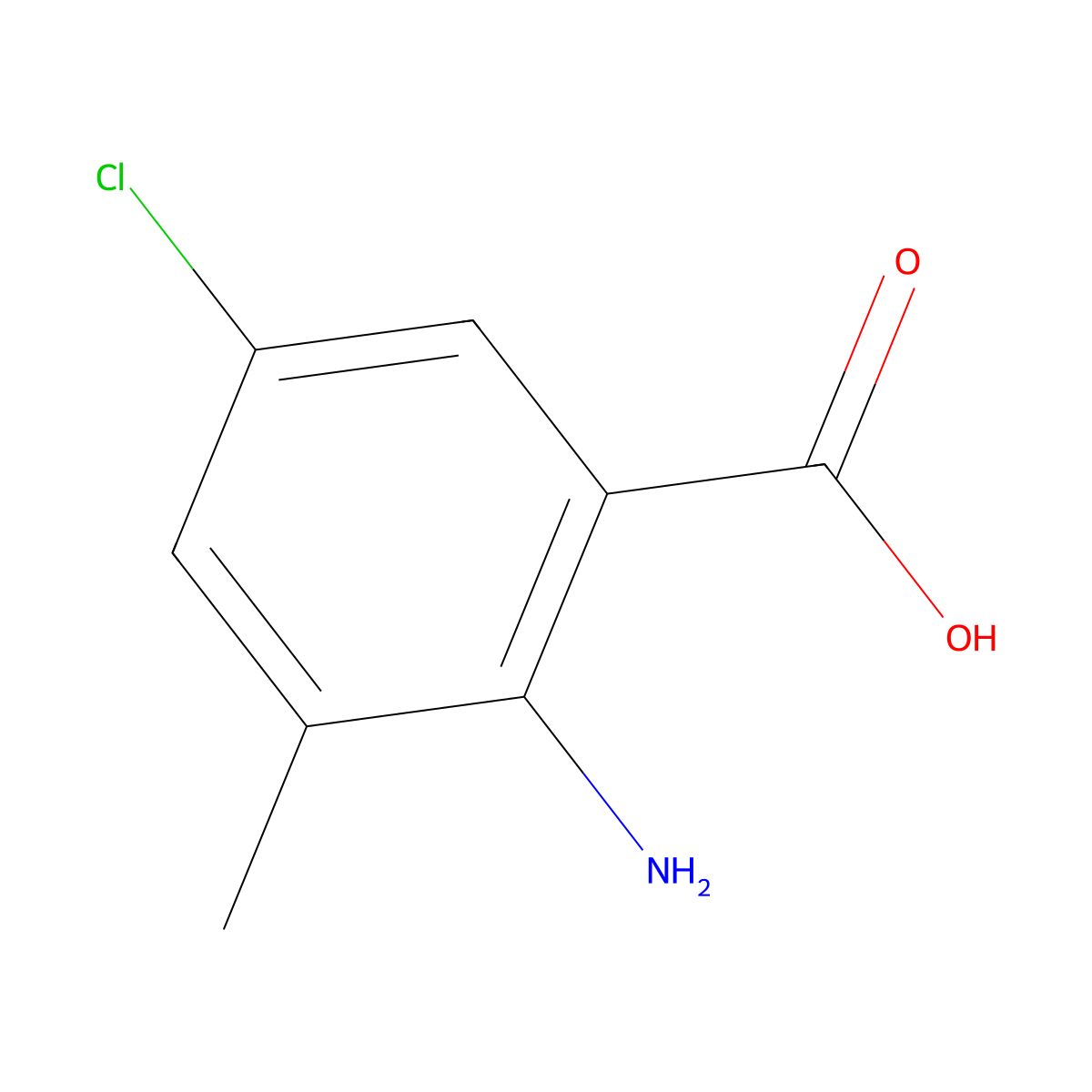 2-Amino-5-chloro-3-methylbenzoic acid molecular structure, CAS 20776-67-4