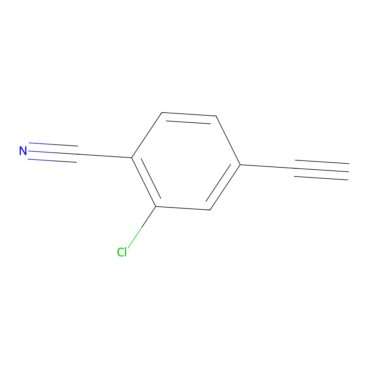 2-Chloro-4-ethynylbenzonitrile molecular structure, CAS 2077926-27-1