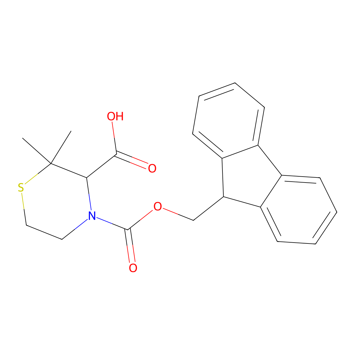 (3S)-4-{[(9H-fluoren-9-yl)methoxy]carbonyl}-2,2-dimethylthiomorpholine-3-carboxylic acid molecular structure, CAS 207795-26-4
