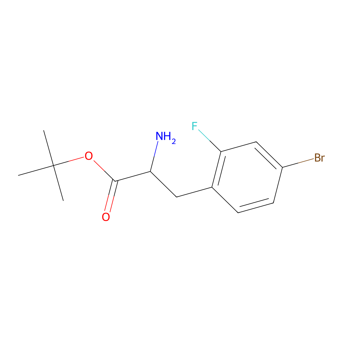 tert-butyl (2S)-2-amino-3-(4-bromo-2-fluorophenyl)propanoate molecular structure, CAS 2077959-96-5