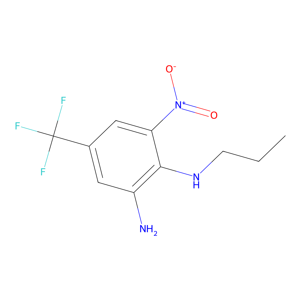 1,2-Benzenediamine, 3-nitro-N2-propyl-5-(trifluoromethyl)- molecular structure, CAS 2078-02-6
