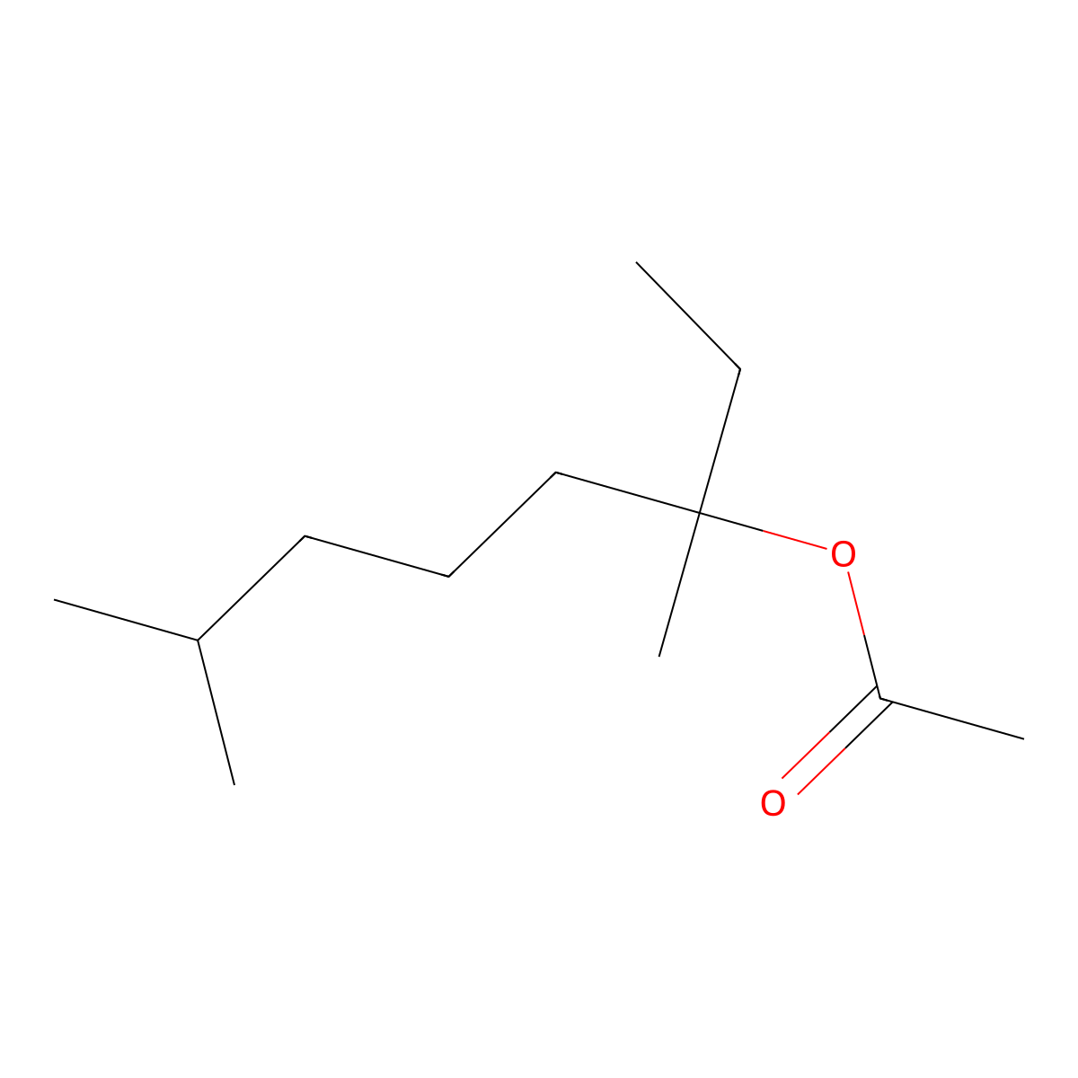 Tetrahydrolinalyl acetate molecular structure, CAS 20780-48-7