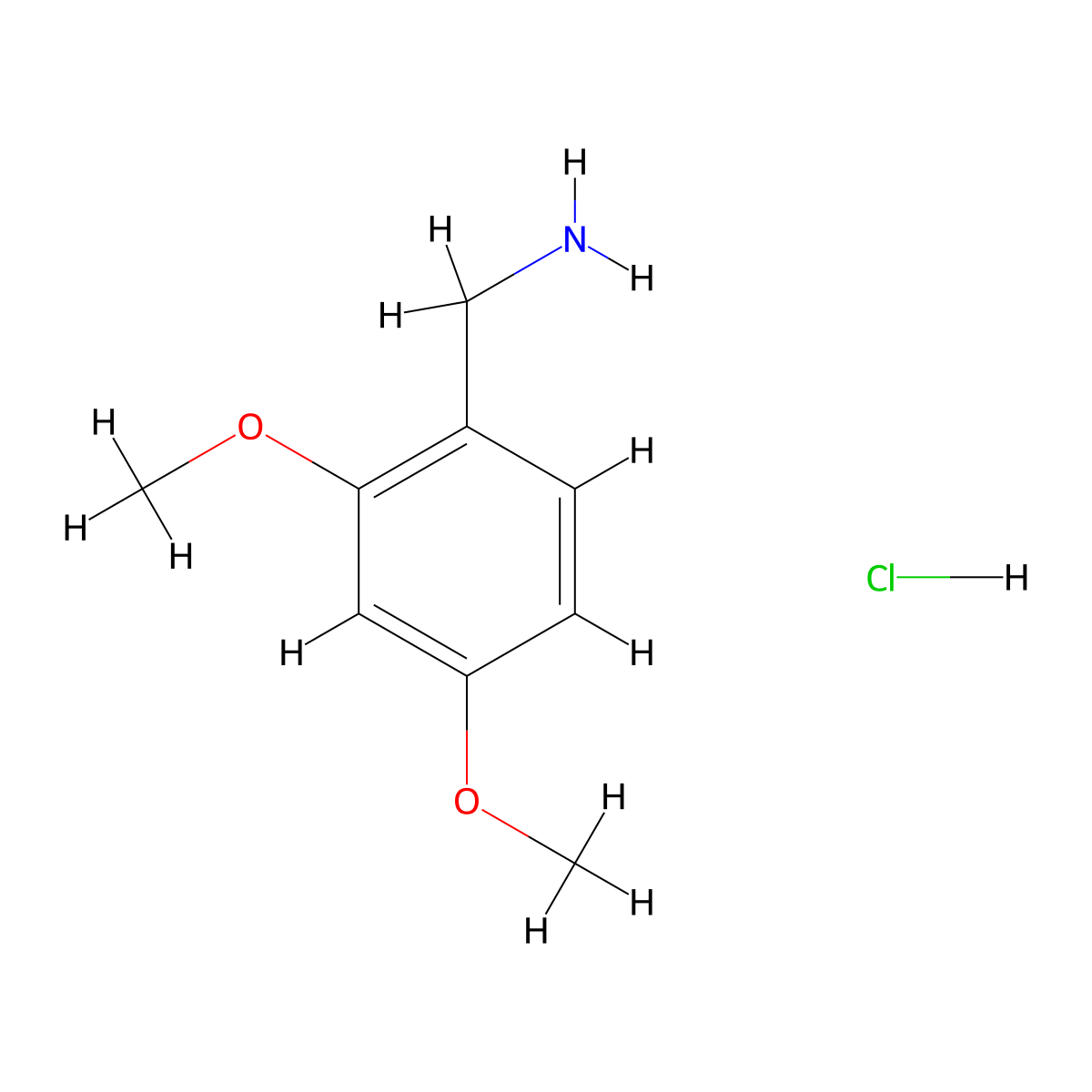 2,4-Dimethoxybenzylamine hydrochloride molecular structure, CAS 20781-21-9