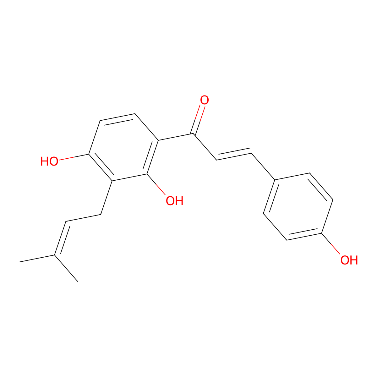 Isobavachalcone molecular structure, CAS 20784-50-3