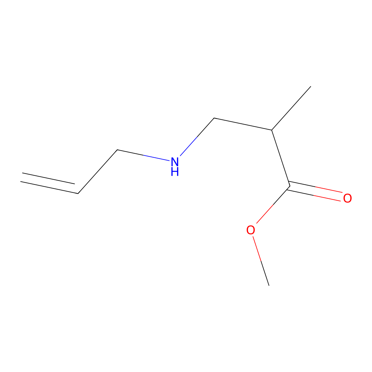 Methyl 2-methyl-3-[(prop-2-en-1-yl)amino]propanoate molecular structure, CAS 20785-47-1